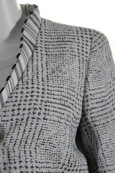 Giorgio Armani Womens Spotted Striped Belted Three Button Blazer Gray Size 42