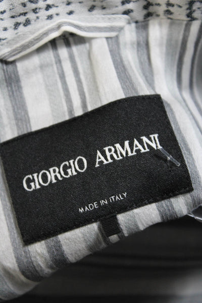 Giorgio Armani Womens Spotted Striped Belted Three Button Blazer Gray Size 42