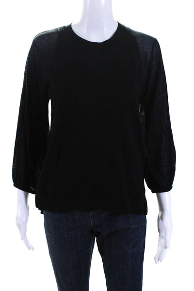 Cotton By Autumn Cashmere Womens Crew Neck Pullover Sweater Black Size Medium