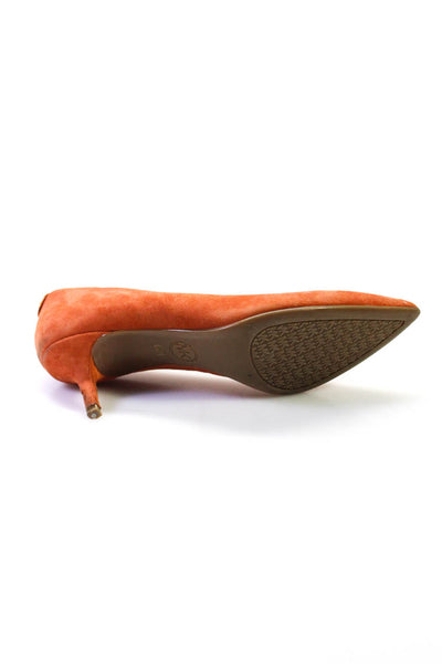 Michael Michael Kors Women's Suede Pointed Toe Pumps Orange Size 6.5