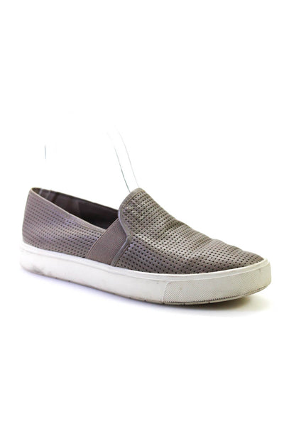 Vince Women's Perforated Leather Slip-On Casual Sneakers Taupe Size 6