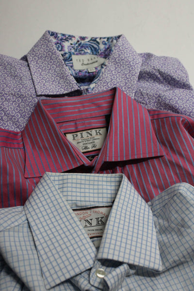 Ted Baker Men's Collar Long Sleeves Button Down Shirt Purple Size 15 Lot 3