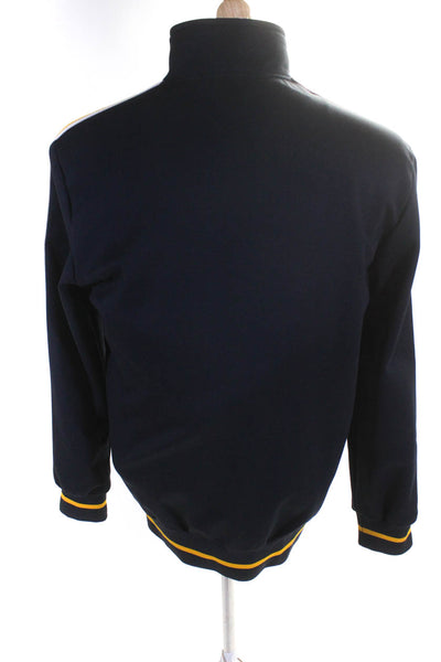 Bugatchi Men's Striped Trim Full Zip Mock Neck Jacket Blue Size L