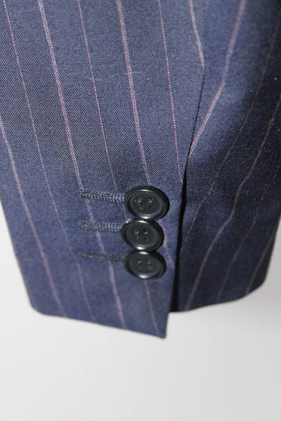 Canali Mens Three Button Notched Lapel Pinstriped Blazer Jacket Blue Size IT 50