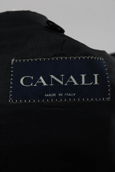 Canali Mens Three Button Notched Lapel Pinstriped Blazer Jacket Blue Size IT 50