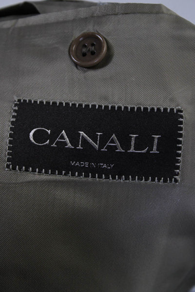 Canali Mens Two Button Notched Lapel Plaid Blazer Jacket Gray Wool Size IT 50
