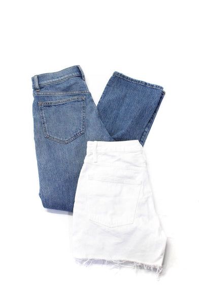 Madewell Frame Womens Distress Hem Straight Jeans Shorts Blue Size 27 26 Lot 2