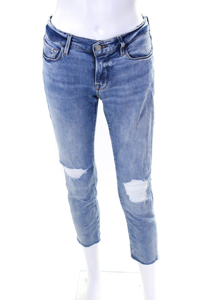 Frame Womens Le Garcon Skinny Leg Jeans Blue Cotton Size 24