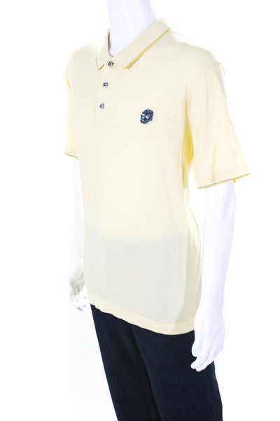 Robert Graham Mens Short Sleeves Rugby Shirt Yellow Cotton Size Extra Extra Larg