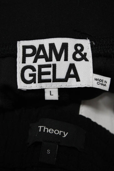 Pam & Gela Theory Womens Elastic Striped Breakaway Pants Black Size S L Lot 2