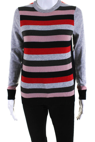 L.K. Bennett Womens Multicolor Printed Cashmere Crew Neck Sweater Top Size XS