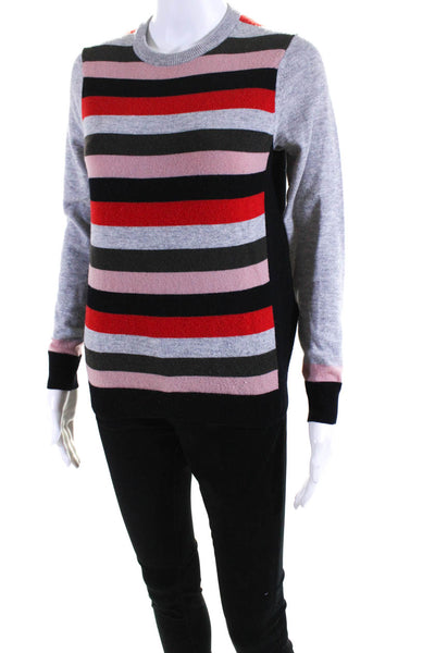 L.K. Bennett Womens Multicolor Printed Cashmere Crew Neck Sweater Top Size XS