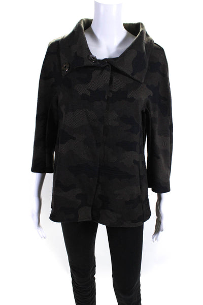 Lola & Sophie Womens Camouflage Print Jacket Brown Black Size Extra Small