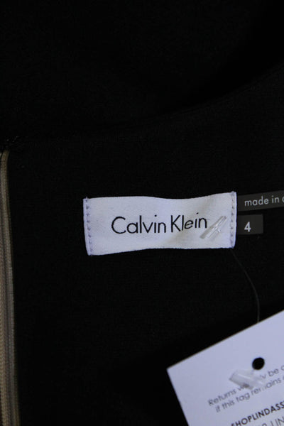Calvin Klein Womens Colorblock Sleeveless Knee Length Pencil Dress Tan Black 4