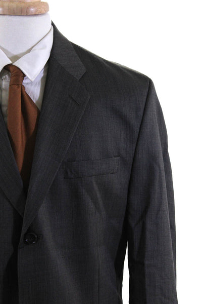 Calvin Klein Mens 100% Wool Three Button Long Sleeved Blazer Suit Gray Size 42R