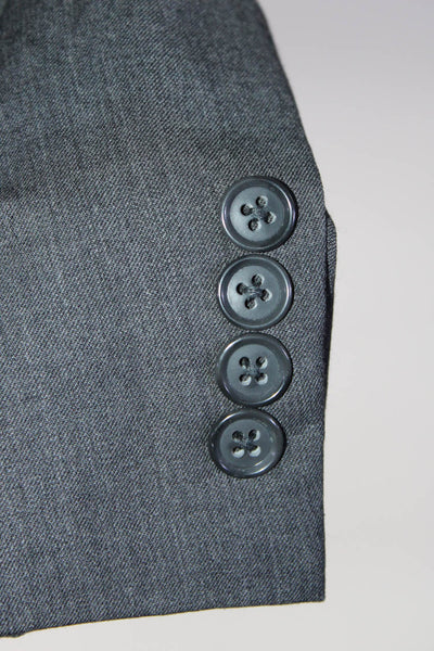 Calvin Klein Mens 100% Wool Two Button Long Sleeve Collared Blazer Gray Size 42R