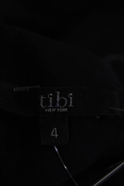 Tibi Womens Dark Navy V-Neck Sleeveless Flowy Lines Blouse Top Size 4