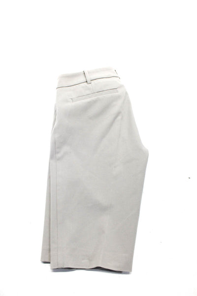 Ecru Womens Cotton Pleated Front Mid-Rise Bermuda Capri Shorts Gray Size 2