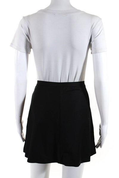 BCBGMAXAZRIA Womens Wool Side Zip Flared Hem Lined A-Line Skirt Black Size L