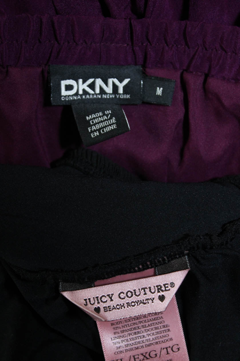 DKNY Juicy Couture Womens Tiered Short Skirt Dress Purple Black