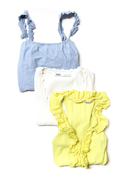 Madewell Pilcro Zara Womens Tops Blouses Blue Yellow White Size XS 00 S Lot 3