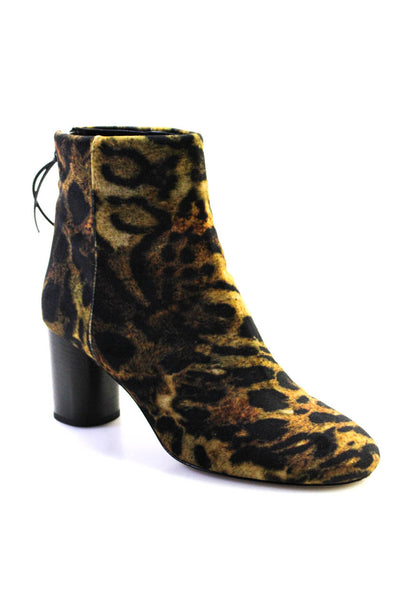 Isabel Marant Womens Leopard Print Fleece Ankle Boots Brown Black Size 39 9