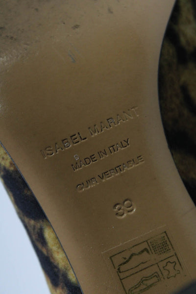 Isabel Marant Womens Leopard Print Fleece Ankle Boots Brown Black Size 39 9