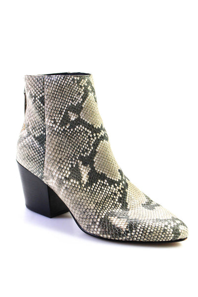 Dolce Vita Womens Leather Snakeskin Print High Heel Ankle Boots Beige Size 9US