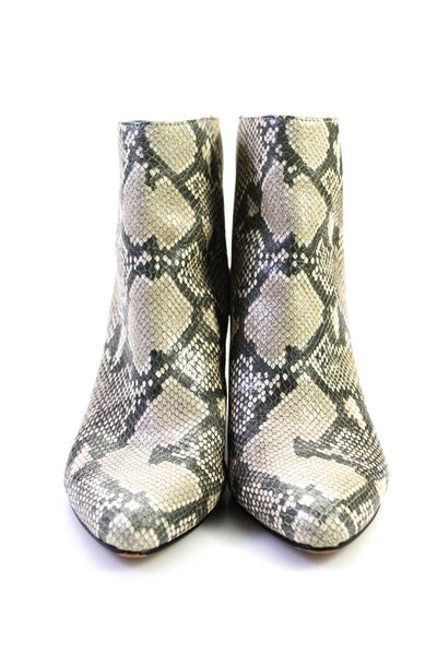 Dolce Vita Womens Leather Snakeskin Print High Heel Ankle Boots Beige Size 9US