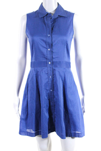 Theory Women's Collar Sleeveless Pockets Mini Dress Blue Size 2