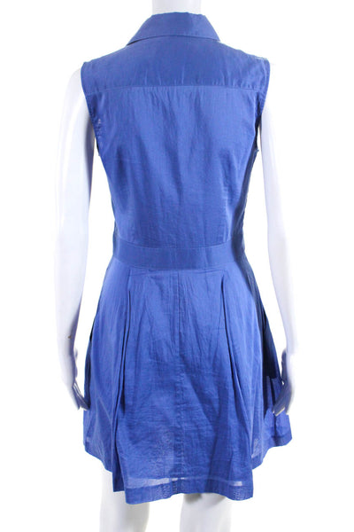 Theory Women's Collar Sleeveless Pockets Mini Dress Blue Size 2