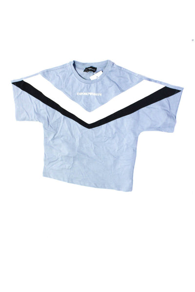 Emporio Armani Boys Cotton Colorblock Print Short Sleeve T-Shirt Top Blue Size 6