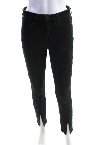L'Agence Womens Mid Rise Denim Slit Vertical Seam Skinny Jeans Black Size 26