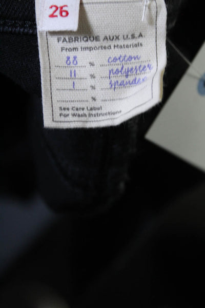 L'Agence Womens Mid Rise Denim Slit Vertical Seam Skinny Jeans Black Size 26