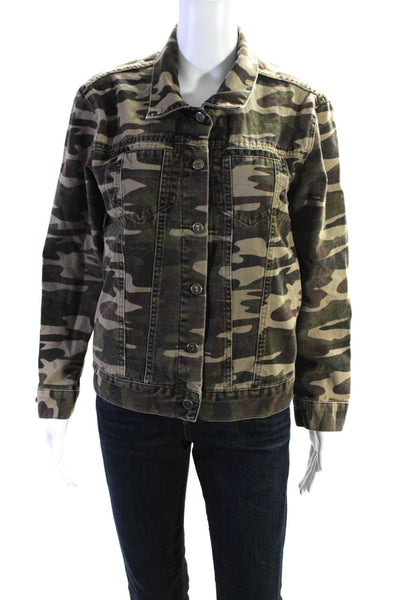 Pilcro and the Letterpress Womens Camouflage Denim Jacket Brown Green Size S