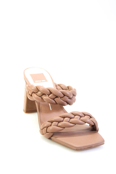 Dolce Vita Women's Square Toe Braided Straps Block Heels Sandals Brown Size 7.5