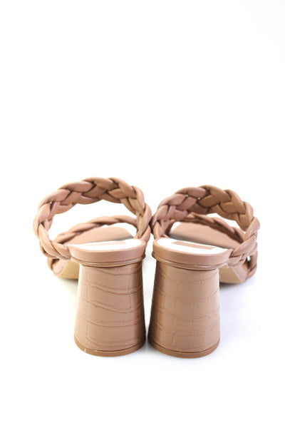 Dolce Vita Women's Square Toe Braided Straps Block Heels Sandals Brown Size 7.5