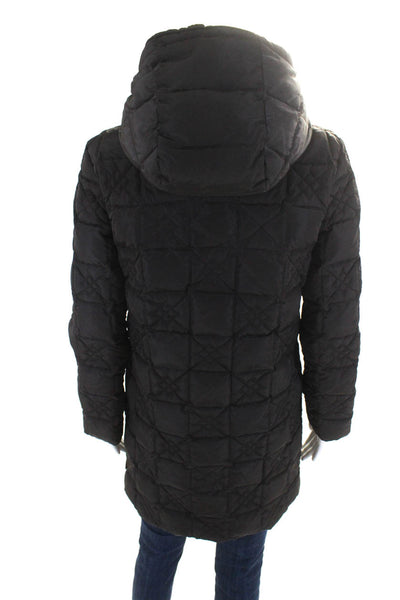 Moncler Womens Quilted Long Sleeve Full Zip Mid-Length Jacket Dark Brown Size S