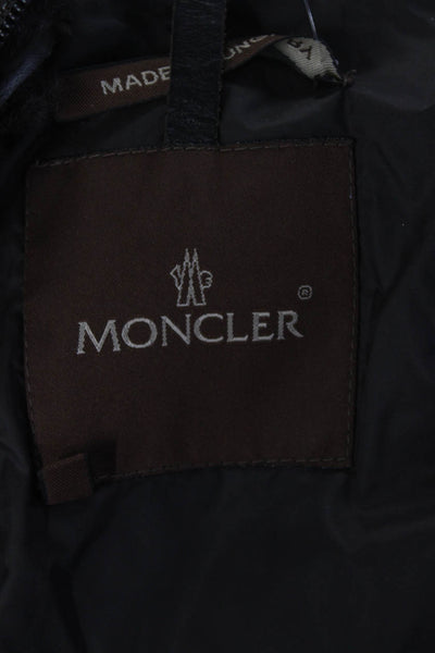 Moncler Womens Quilted Long Sleeve Full Zip Mid-Length Jacket Dark Brown Size S