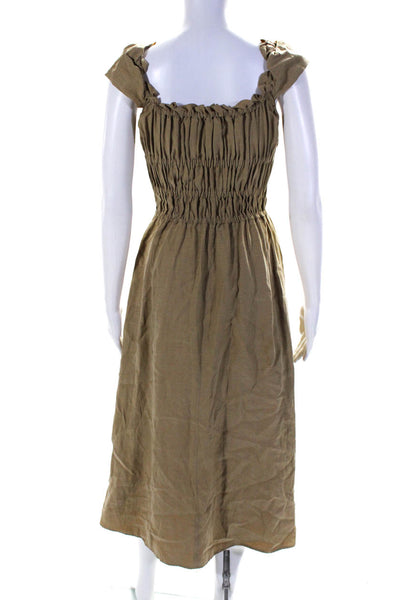 Altuzarra Womens Ruched Short Sleeve Slit Pullover Maxi Dress Brown Size EUR38
