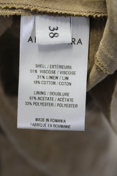 Altuzarra Womens Ruched Short Sleeve Slit Pullover Maxi Dress Brown Size EUR38