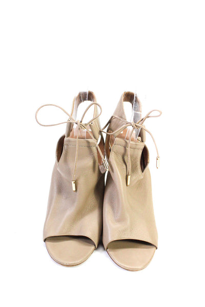 Aquazzura Womens Peep Toe Ankle Strap Stiletto Pumps Beige Size 39 9