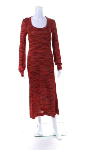 Alexis Womens Long Sleeve Midi Sweater Sheath Dress Orange Size Small