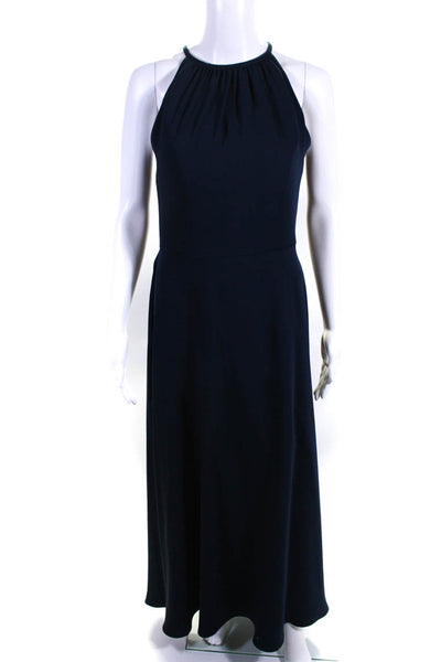 Bill Levkoff Womens Crepe Sleeveless A-Line Maxi Dress Gown Navy Blue Size 10