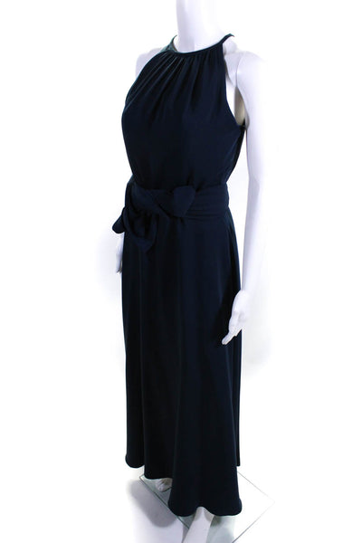 Bill Levkoff Womens Crepe Sleeveless A-Line Maxi Dress Gown Navy Blue Size 10