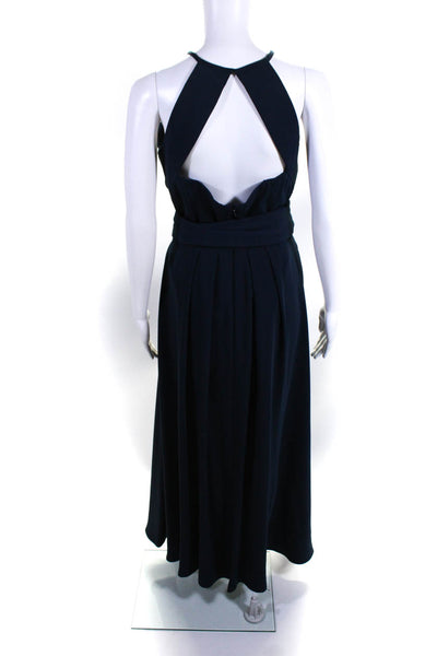 Bill Levkoff Womens Crepe Sleeveless A-Line Maxi Dress Gown Navy Blue Size 10