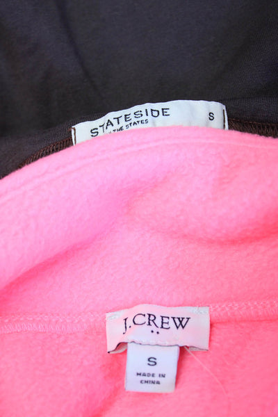 Stateside J Crew Women Drawstring Hoodie Henley Pullover Brown Pink Size S Lot 2