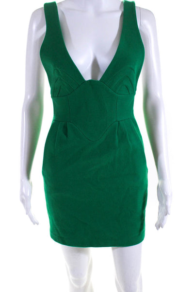 Tina Kalvias Childrens Girls V Neck Sleeveless Fleece Sheath Dress Green Size 8
