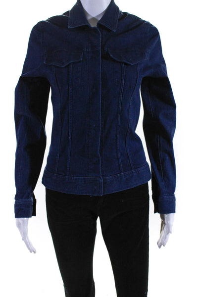 Theodore Womens Blue Cotton Dark Wash Long Sleeve Denim Jacket Size M