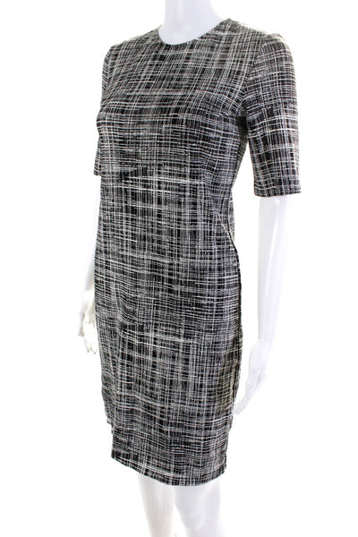 Theory Women's Round Neck Short Sleeves A-Line Midi Dress Black Size 2